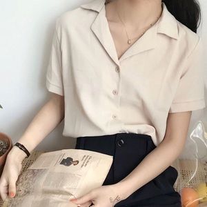 Korean style Short-sleeved chiffon shirt